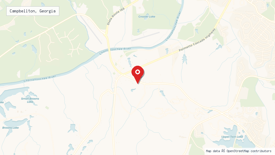 Street map of Campbellton, Georgia with location pin