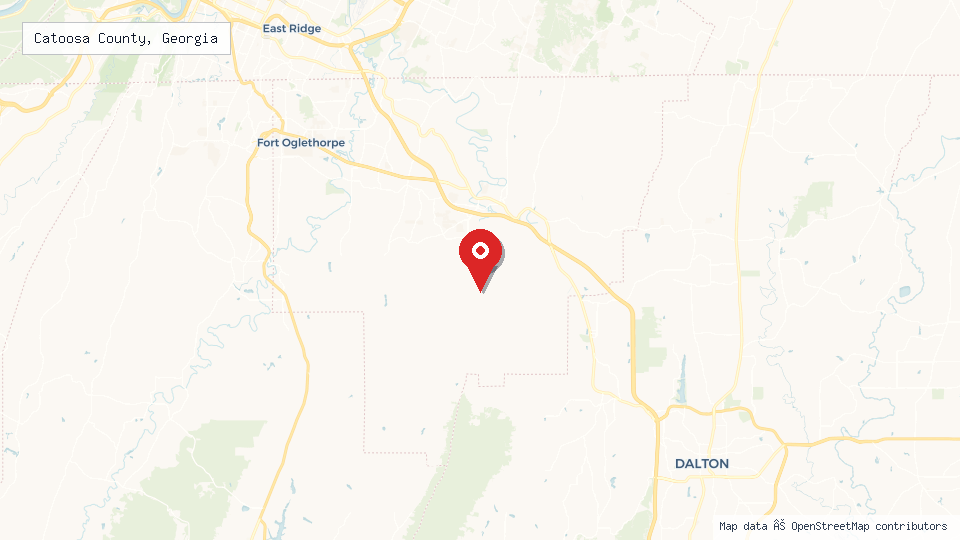 Street map of Catoosa County, Georgia with location pin