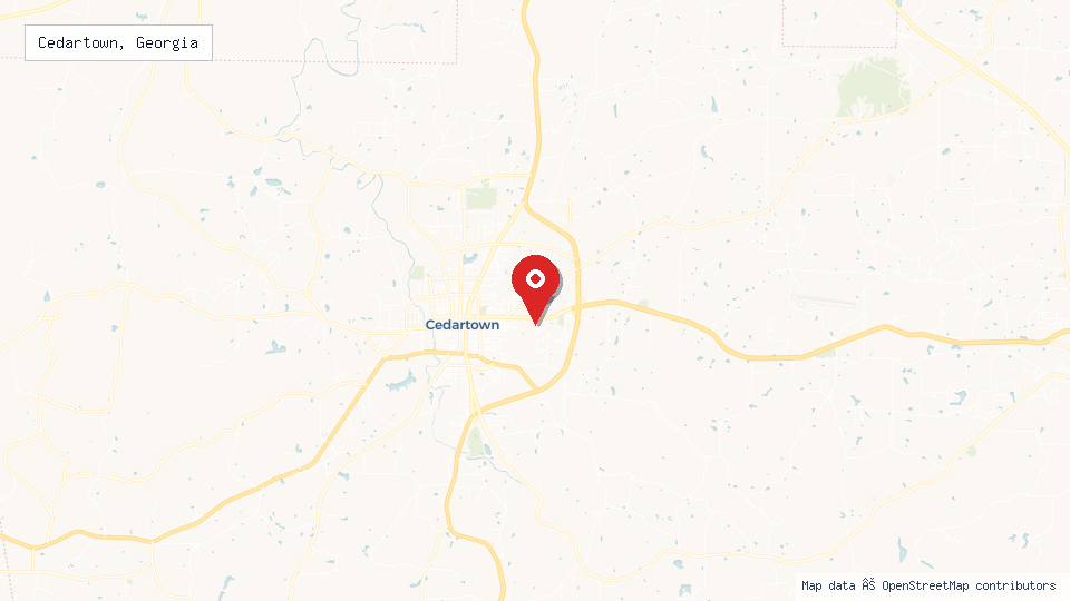 Street map of Cedartown, Georgia with location pin