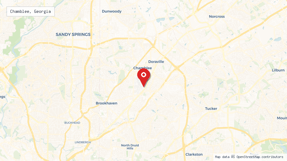 Street map of Chamblee, Georgia with location pin
