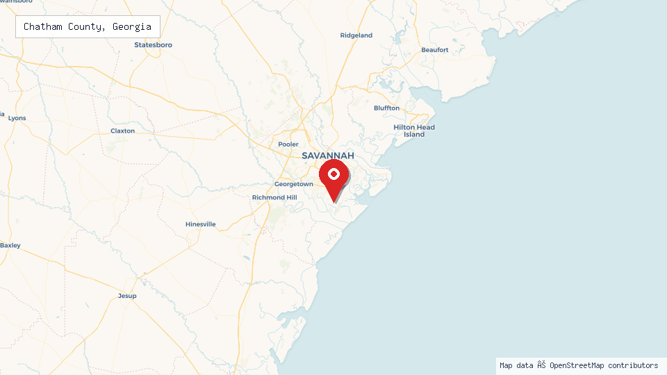 Street map of Chatham County, Georgia with location pin