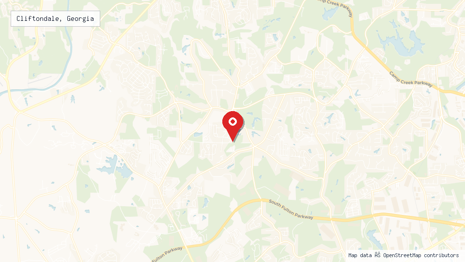 Street map of Cliftondale, Georgia with location pin