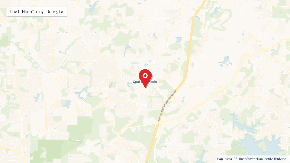 Street map of Coal Mountain, Georgia with location pin