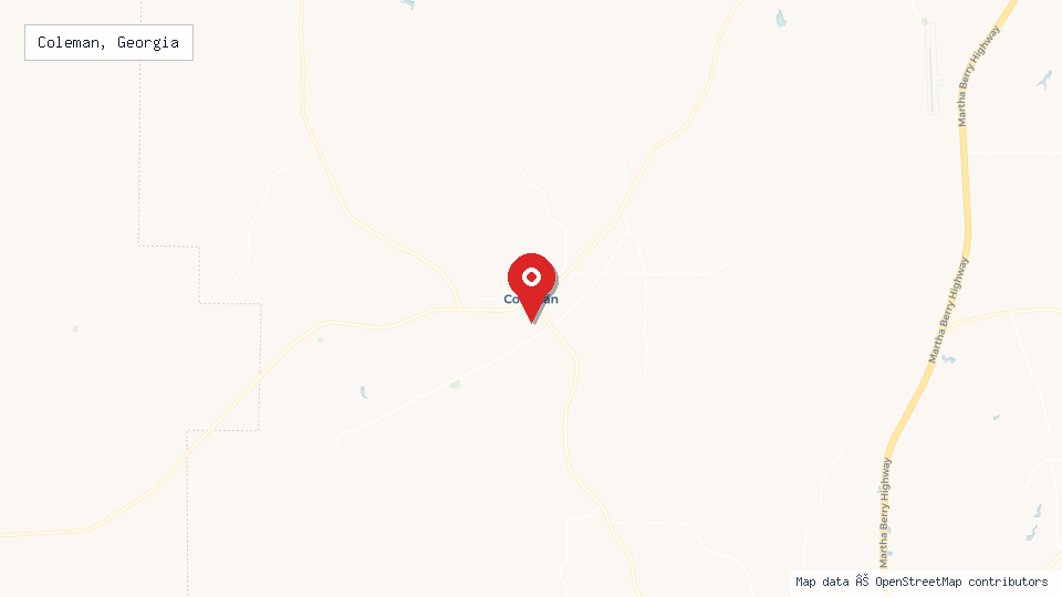 Street map of Coleman, Georgia with location pin