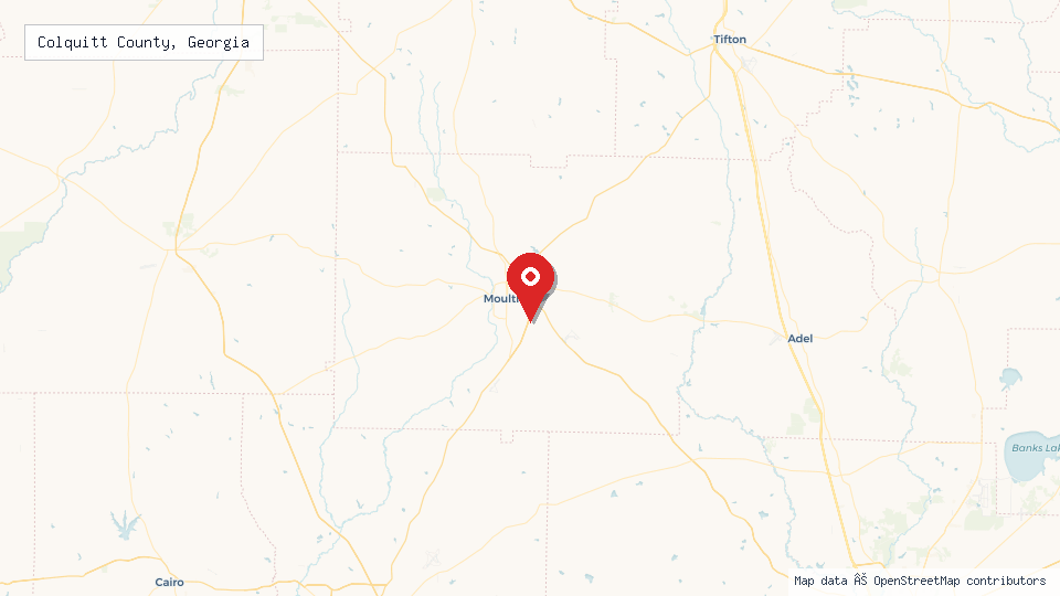 Street map of Colquitt County, Georgia with location pin