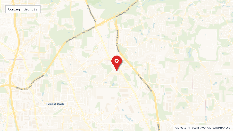 Street map of Conley, Georgia with location pin
