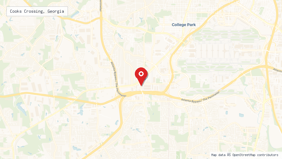 Street map of Cooks Crossing, Georgia with location pin