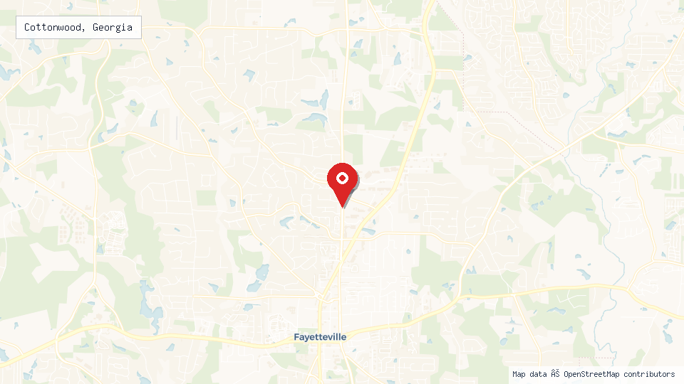 Street map of Cottonwood, Georgia with location pin