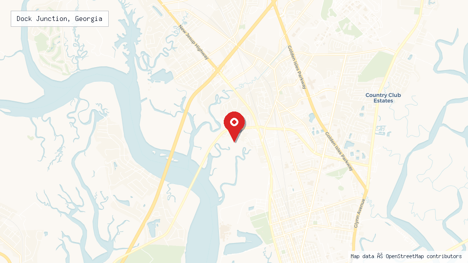 Street map of Dock Junction, Georgia with location pin