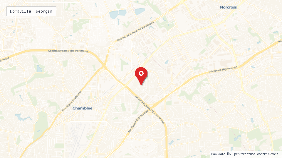 Street map of Doraville, Georgia with location pin