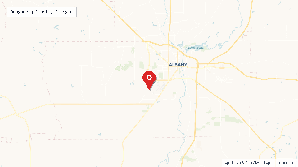 Street map of Dougherty County, Georgia with location pin