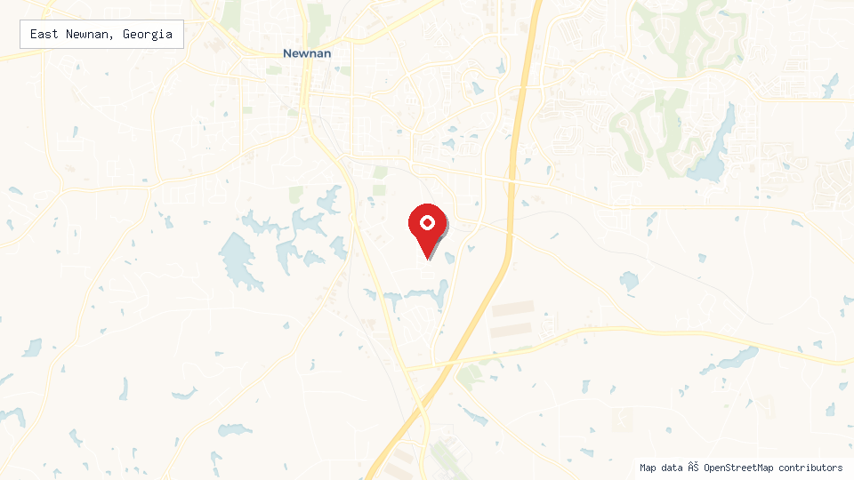 Street map of East Newnan, Georgia with location pin