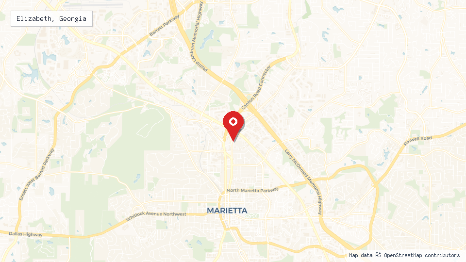 Street map of Elizabeth, Georgia with location pin
