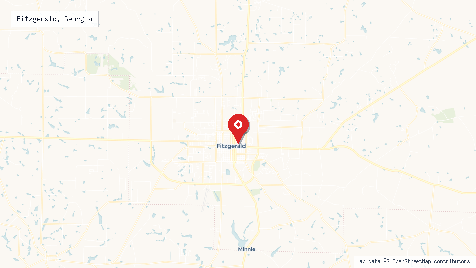 Street map of Fitzgerald, Georgia with location pin