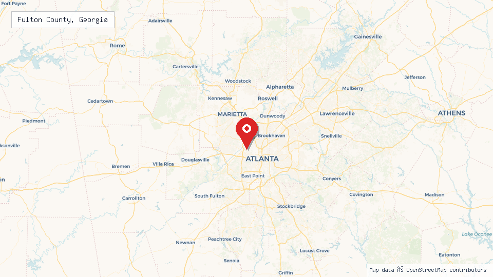 Street map of Fulton County, Georgia with location pin