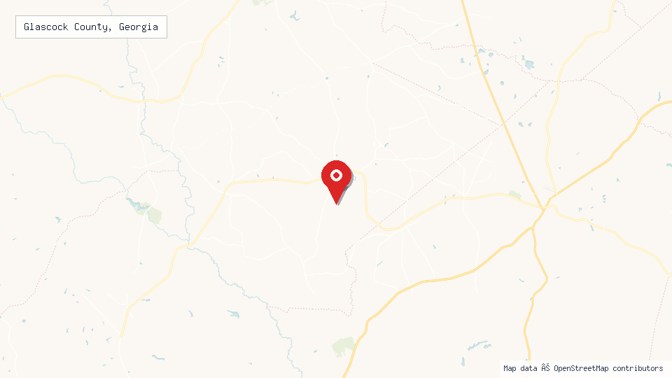 Street map of Glascock County, Georgia with location pin