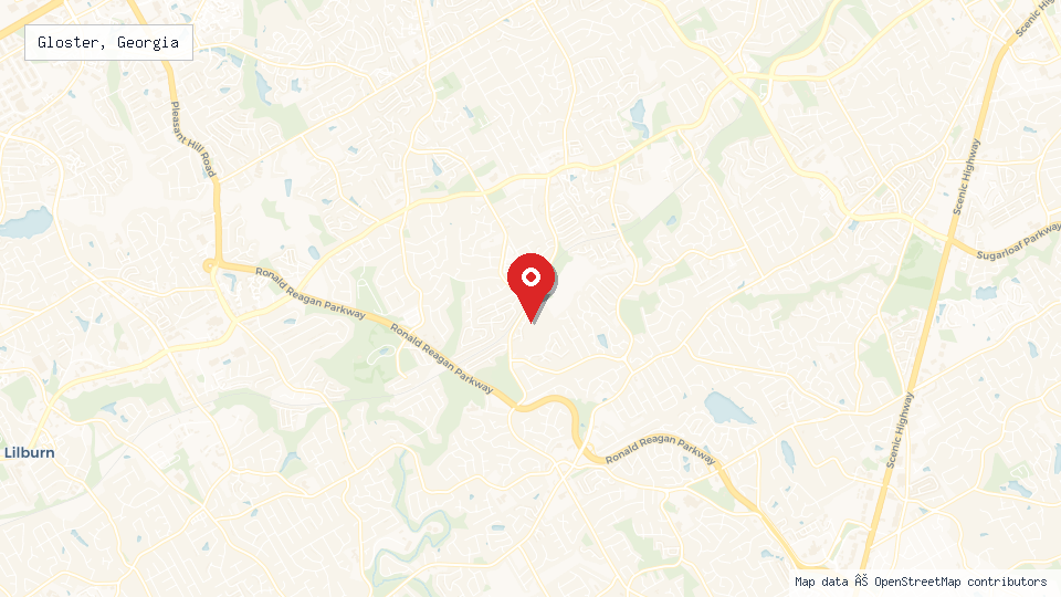 Street map of Gloster, Georgia with location pin