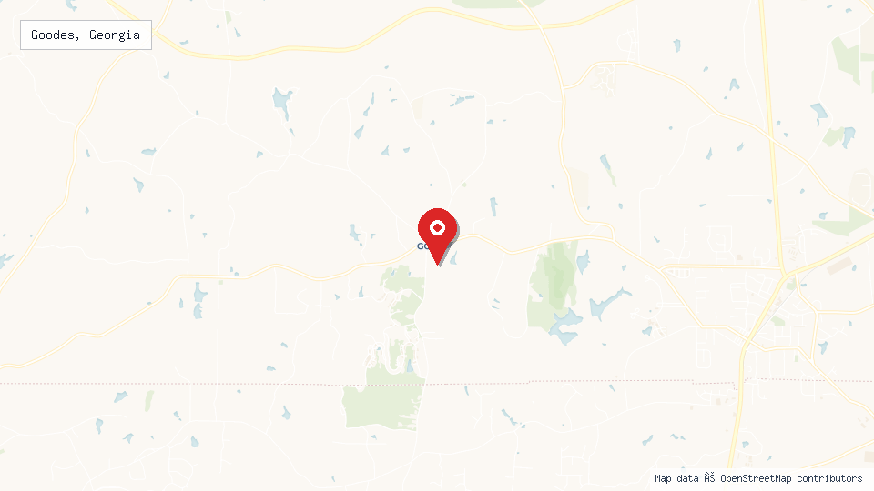 Street map of Goodes, Georgia with location pin