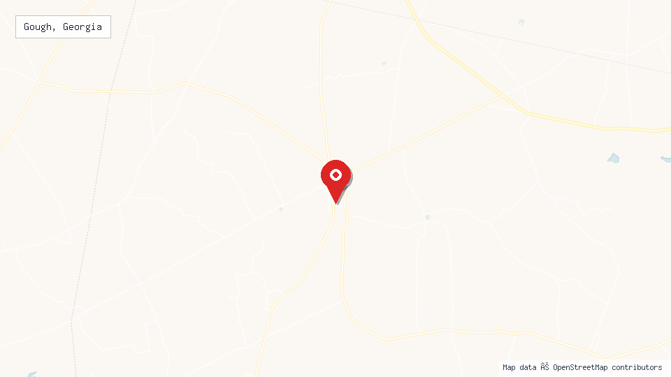 Street map of Gough, Georgia with location pin