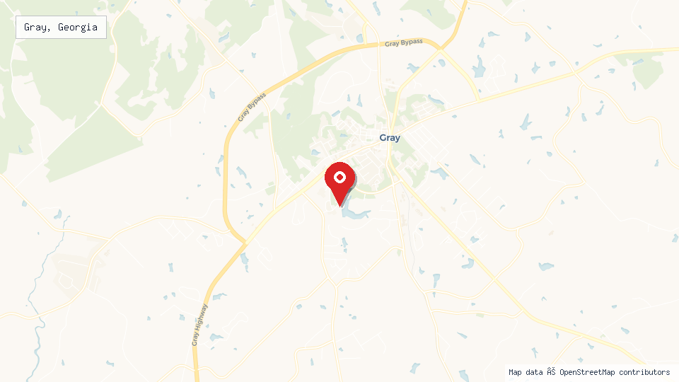 Street map of Gray, Georgia with location pin