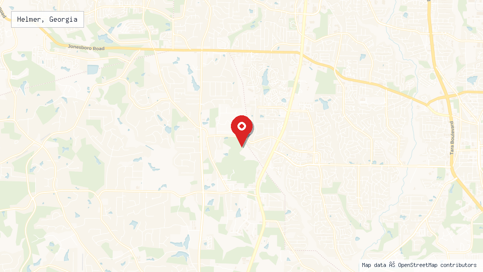 Street map of Helmer, Georgia with location pin