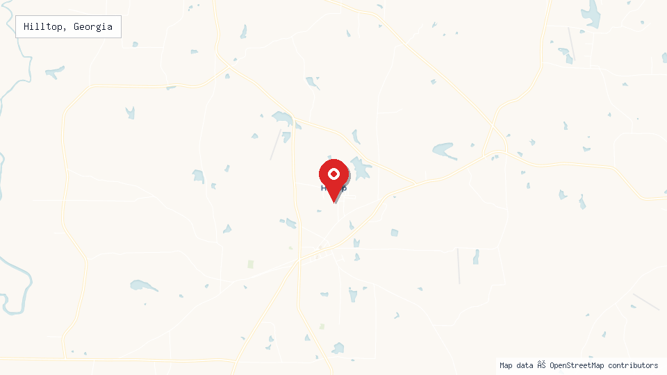 Street map of Hilltop, Georgia with location pin