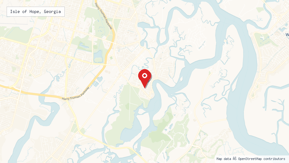 Street map of Isle of Hope, Georgia with location pin
