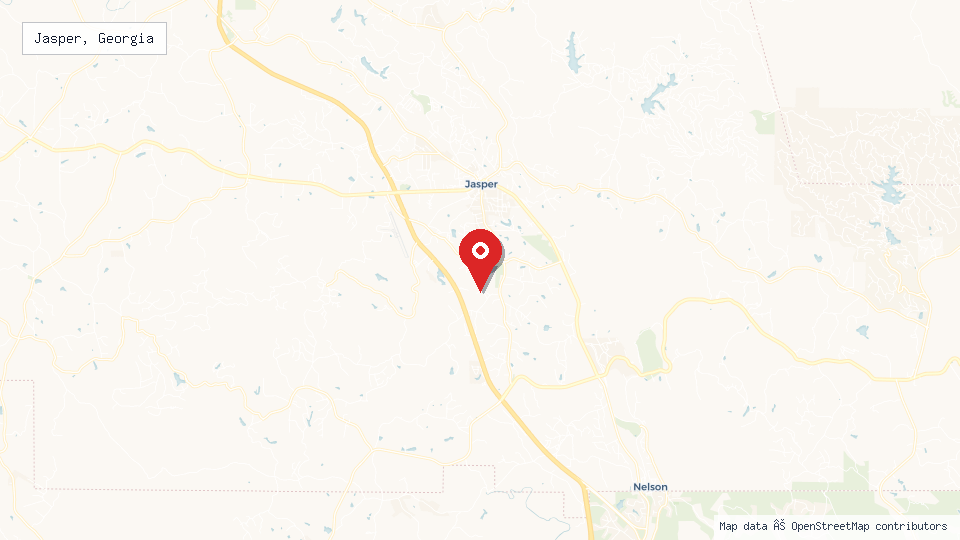 Street map of Jasper, Georgia with location pin