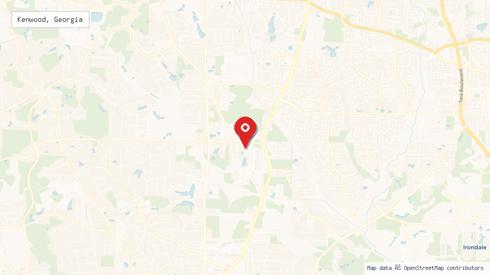 Street map of Kenwood, Georgia with location pin