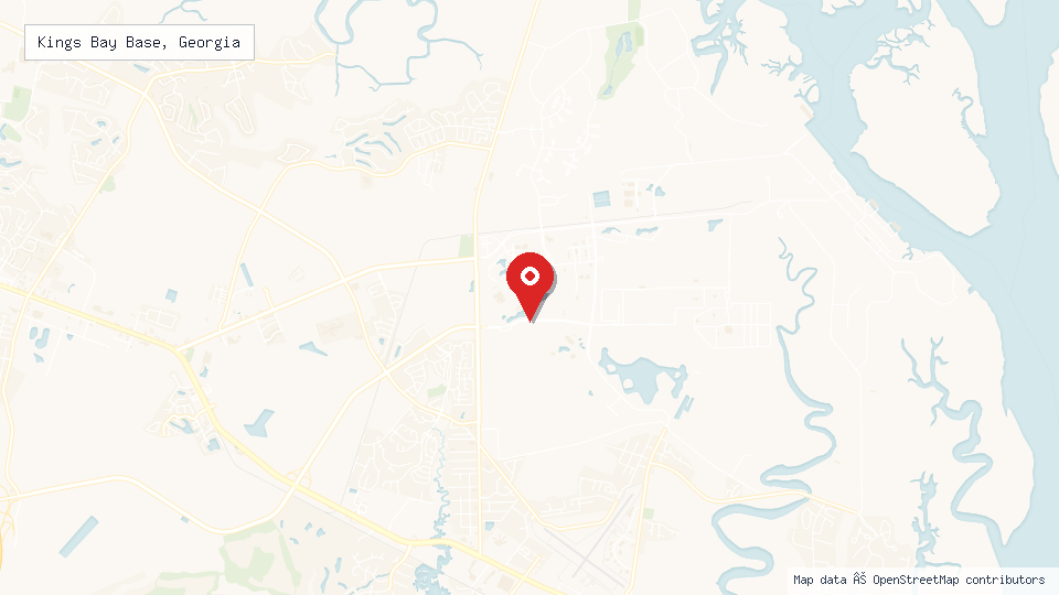 Street map of Kings Bay Base, Georgia with location pin