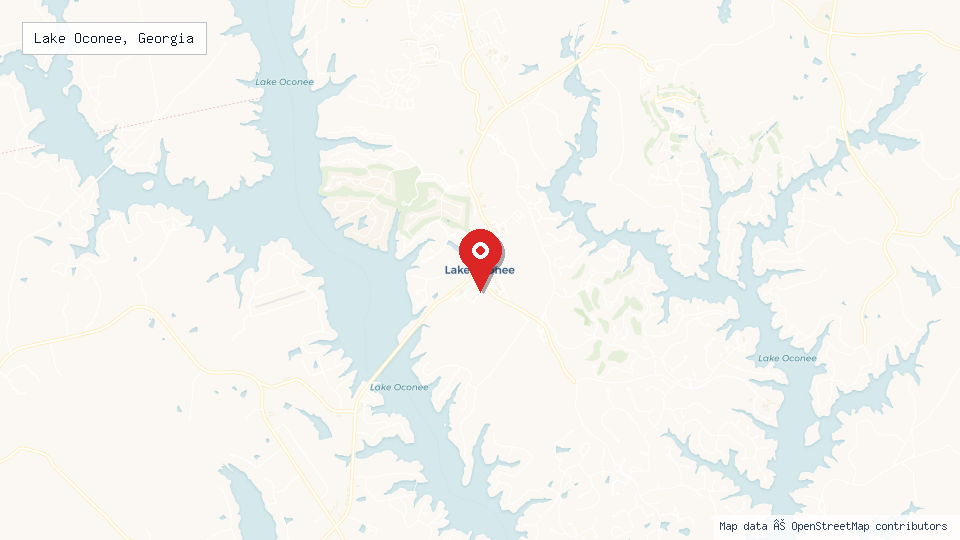 Street map of Lake Oconee, Georgia with location pin