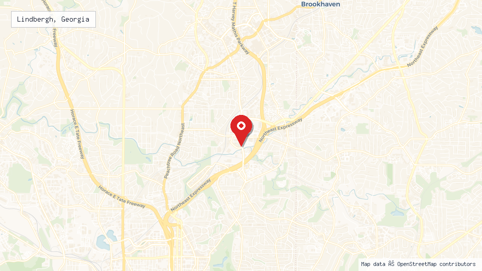 Street map of Lindbergh, Georgia with location pin