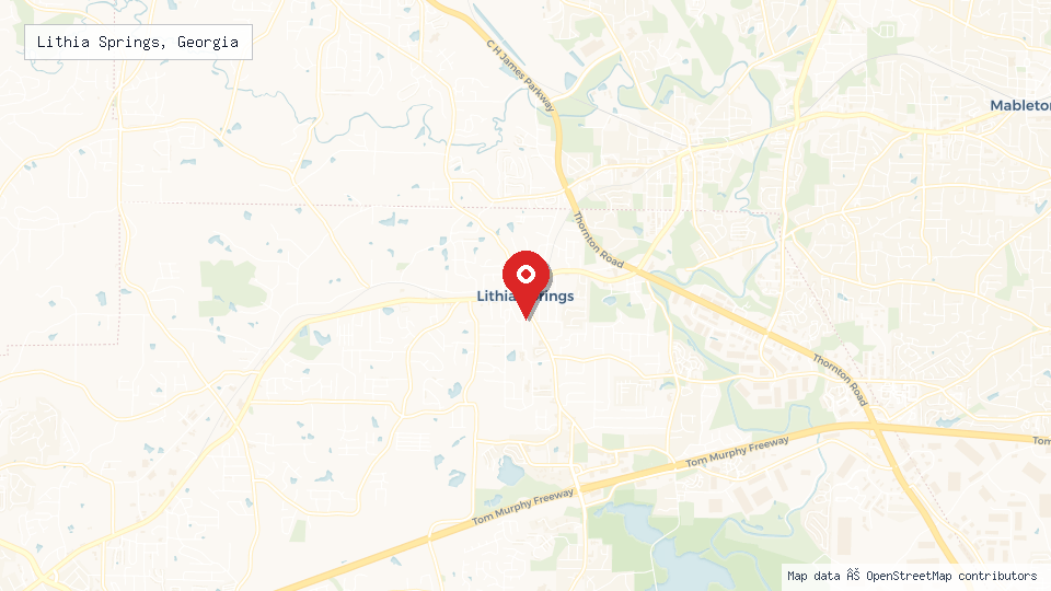 Street map of Lithia Springs, Georgia with location pin
