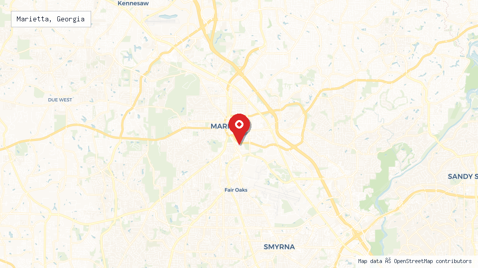 Street map of Marietta, Georgia with location pin