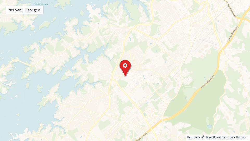 Street map of McEver, Georgia with location pin