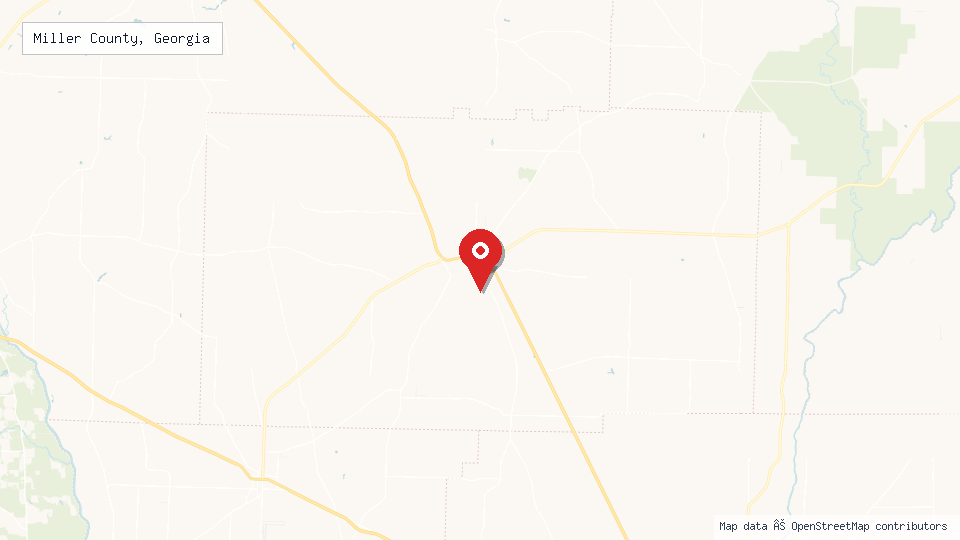 Street map of Miller County, Georgia with location pin