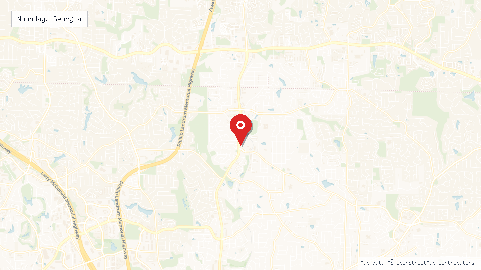 Street map of Noonday, Georgia with location pin