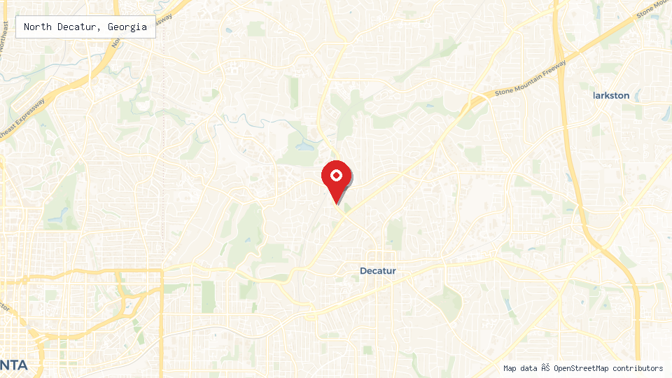 Street map of North Decatur, Georgia with location pin
