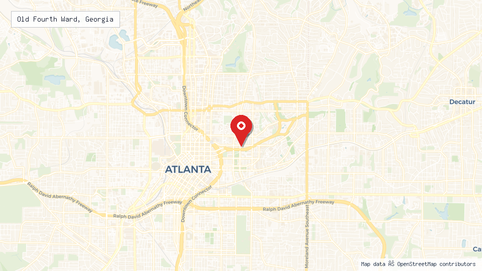 Street map of Old Fourth Ward, Georgia with location pin