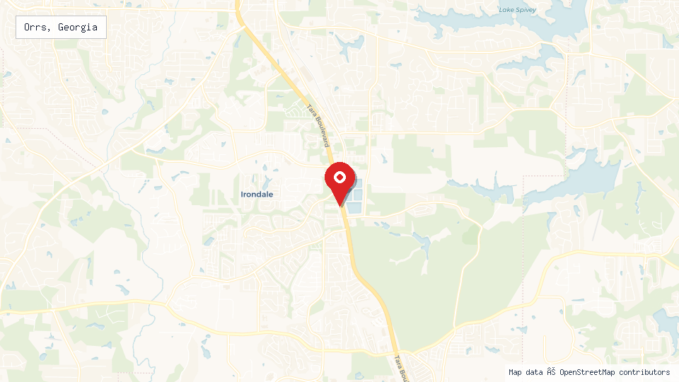 Street map of Orrs, Georgia with location pin