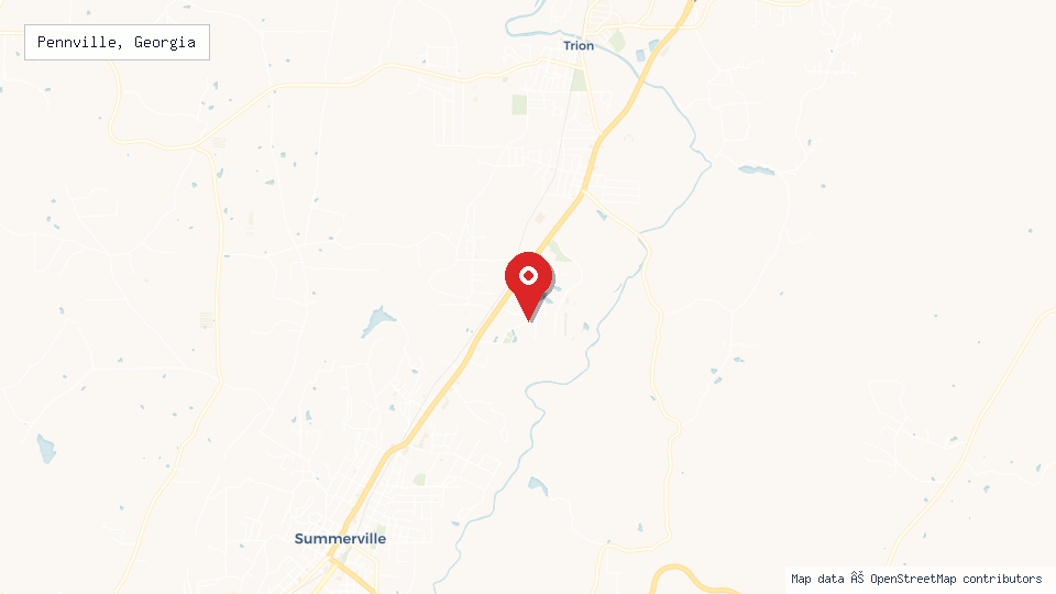 Street map of Pennville, Georgia with location pin