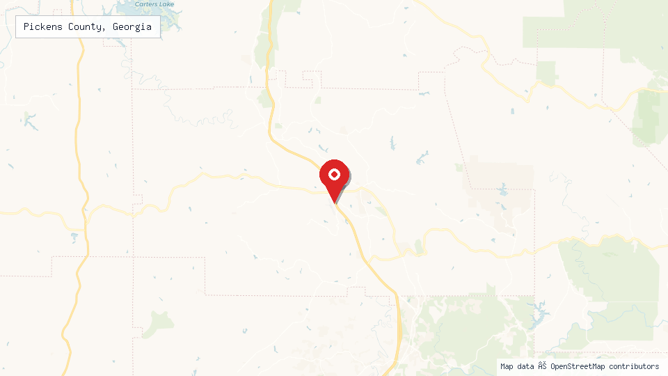 Street map of Pickens County, Georgia with location pin