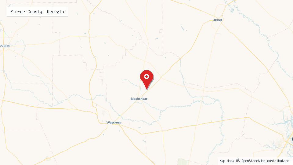 Street map of Pierce County, Georgia with location pin