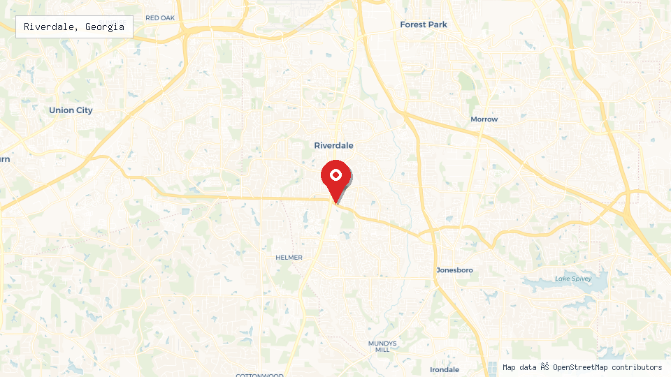 Street map of Riverdale, Georgia with location pin