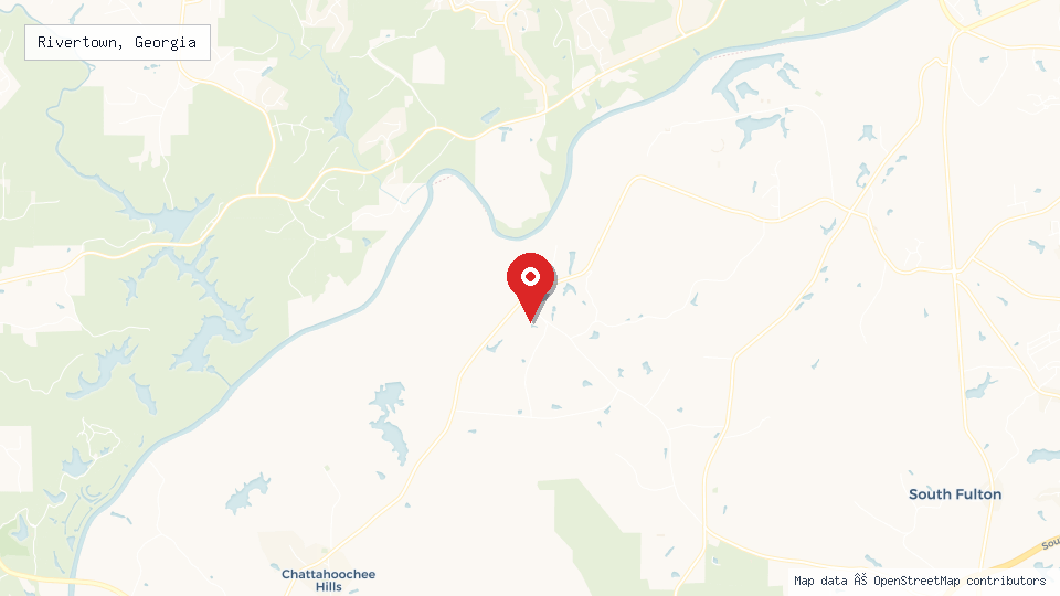 Street map of Rivertown, Georgia with location pin
