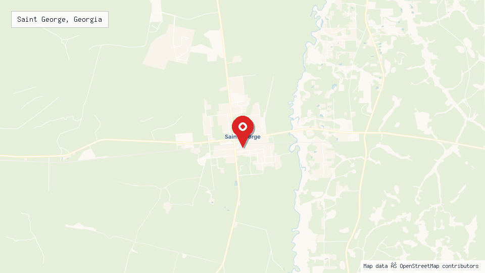 Street map of Saint George, Georgia with location pin
