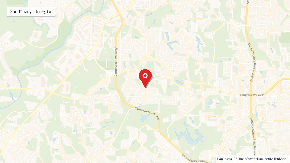 Street map of Sandtown, Georgia with location pin