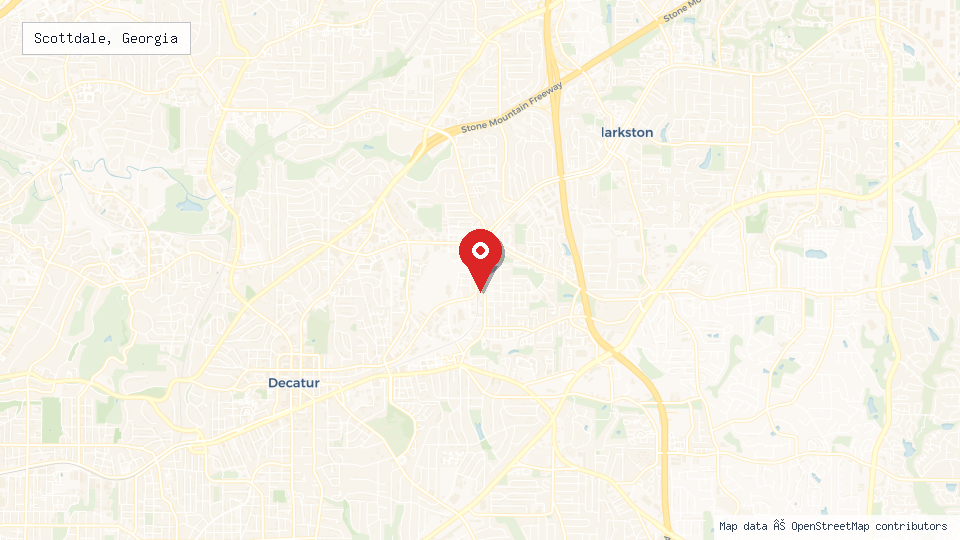 Street map of Scottdale, Georgia with location pin