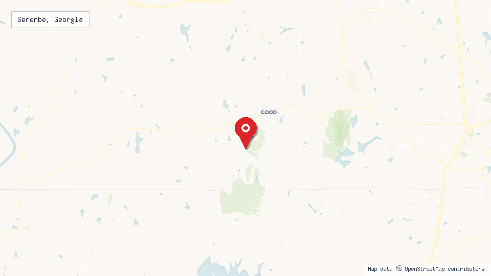 Street map of Serenbe, Georgia with location pin
