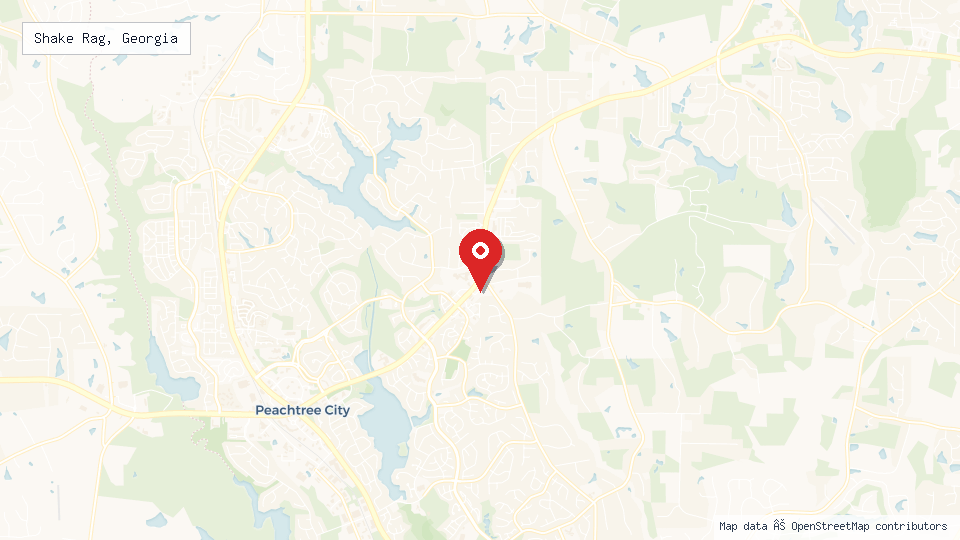 Street map of Shake Rag, Georgia with location pin